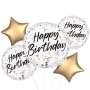 Happy Birthday Streamers Satin Foil Balloon bunch 5