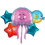 Iridescent Jellyfish Foil Balloon bunch 5