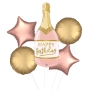 Pink Birthday Bottle Foil Balloon bunch 5