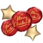 Merry Christmas Gold Script Foil Balloon bunch 5