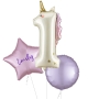 Unicorn Holo Number 1 Foil Balloon bunch 3