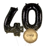Black and Gold Fizz Two Digit Number Balloons 10-99