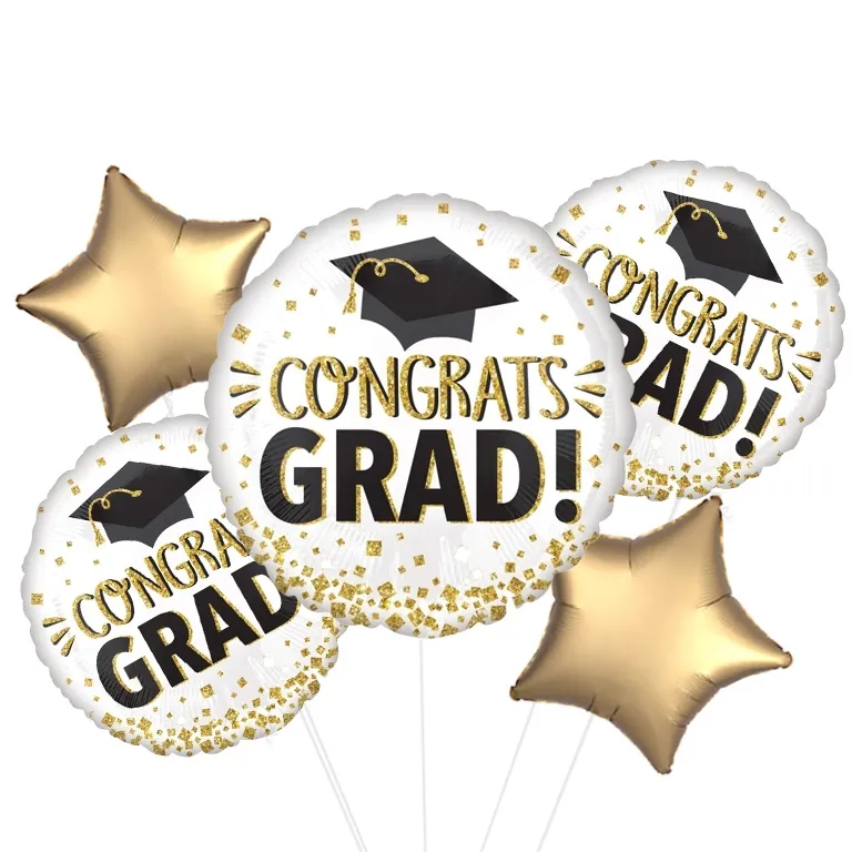 Congratulations White And Gold Balloon