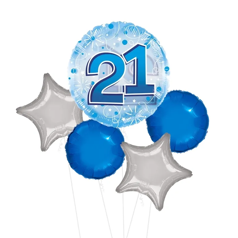Large Blue Happy 21st Birthday Clearview Balloon