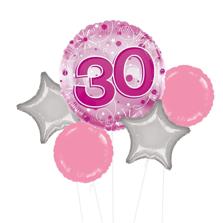 Large Pink Happy 30th Birthday Clearview Balloon