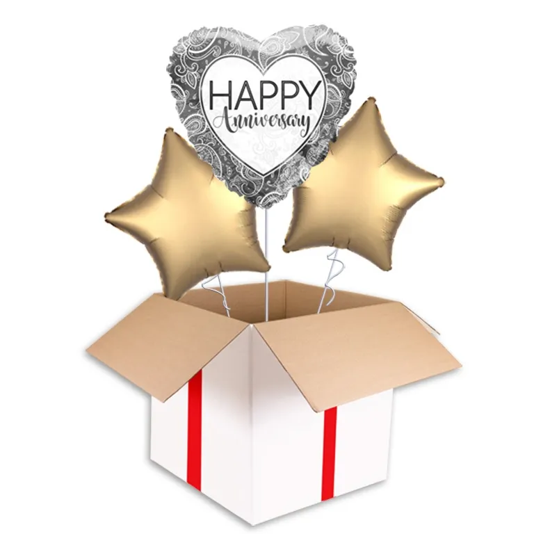 Silver Heart Shaped Happy Anniversary Eco Balloon