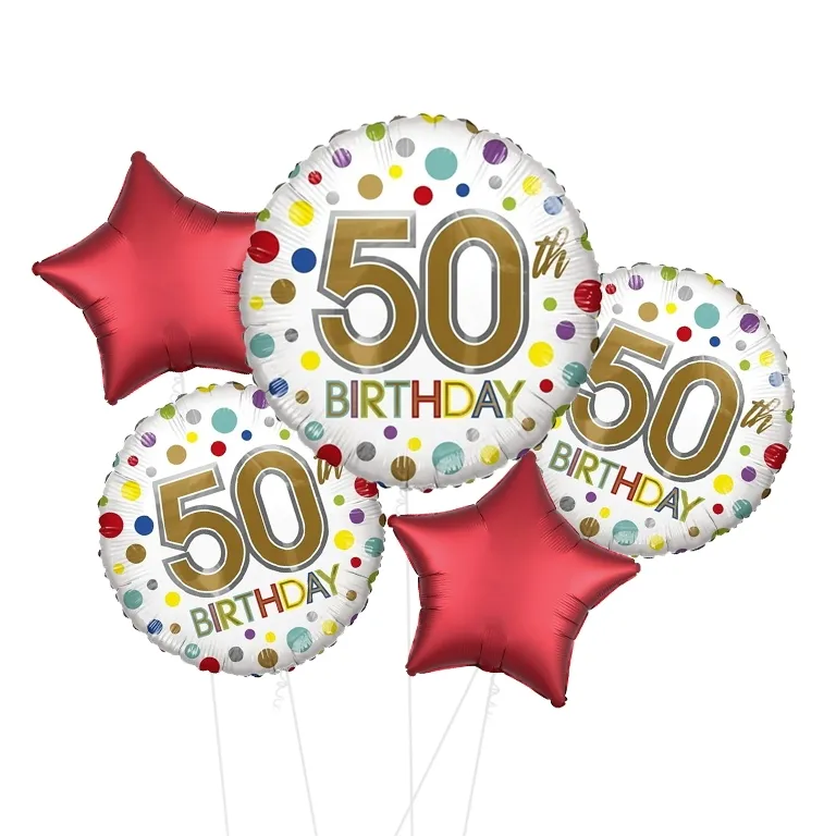 Rainbow Dots 50th Birthday Balloon