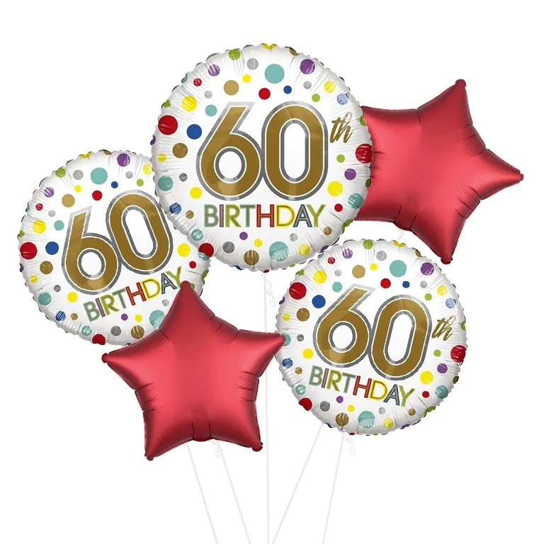 Rainbow Dots 60th Birthday Balloon