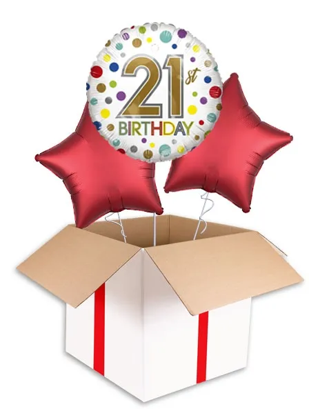 Rainbow Dots 21st Birthday Balloon