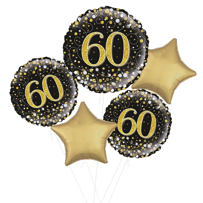 60th Black and Gold Fizz Balloon