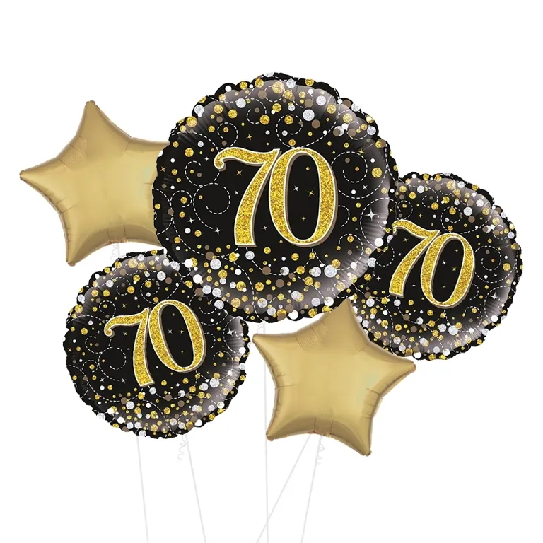 70th Black and Gold Fizz Balloon