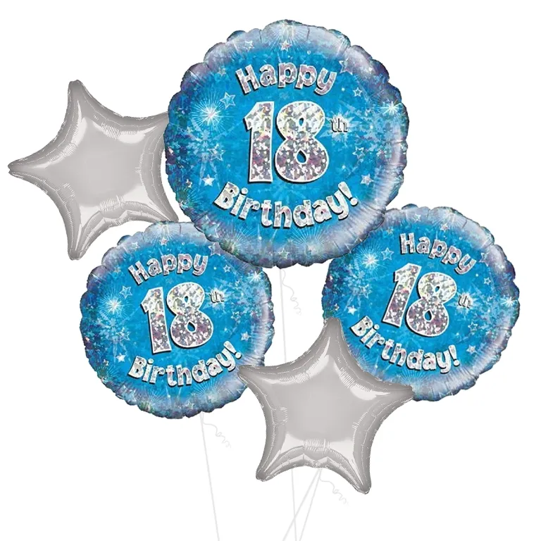 Happy 18th Birthday Blue Holographic Balloon