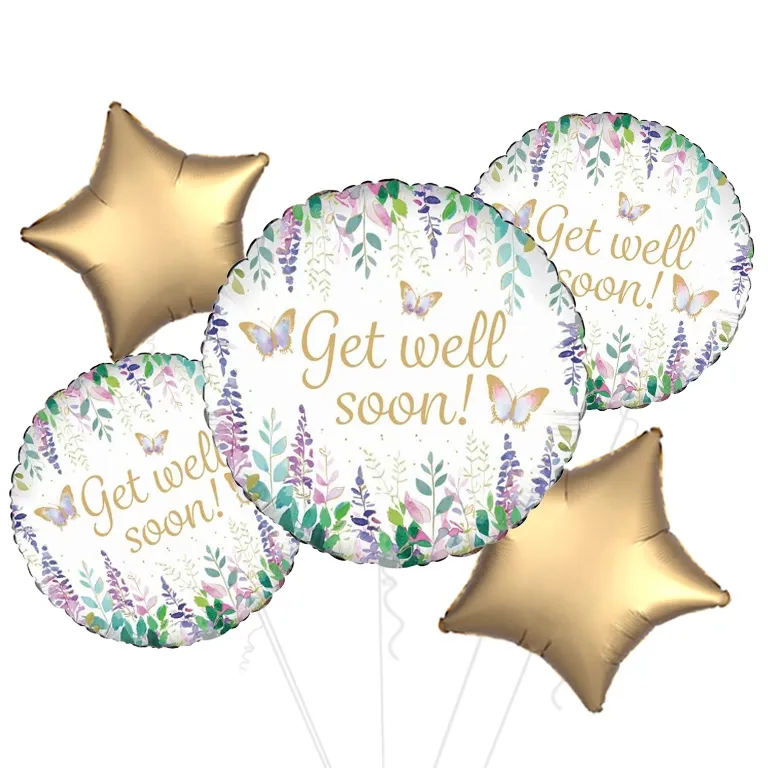 Watercolour Floral Get Well Soon Foil Balloon
