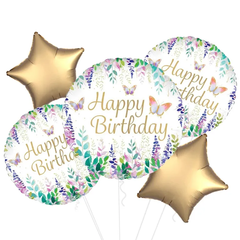 Watercolour Happy Birthday Floral Foil Balloon