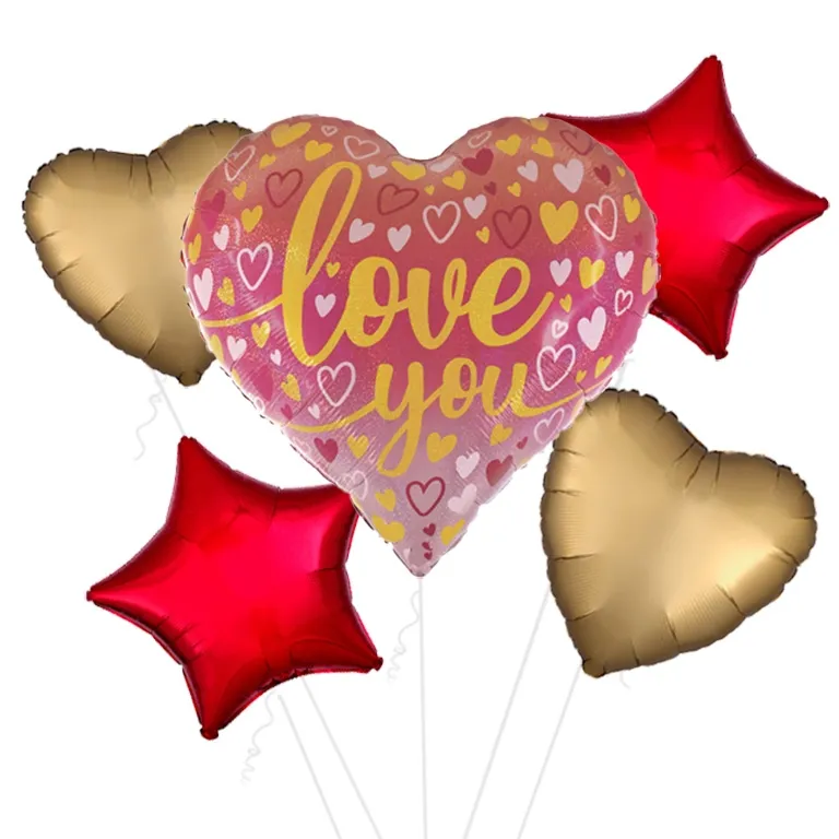 Love You Pink Glittergraphic Heart Foil Balloon 