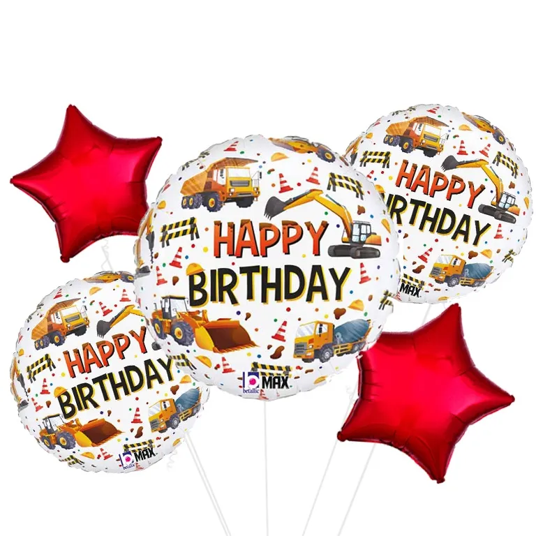 Construction Equipment Birthday Foil Balloon