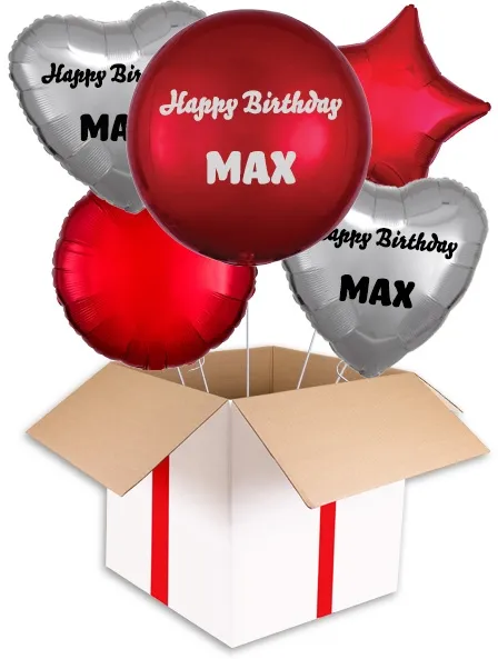 Personalised Red and Silver Orbz Balloon