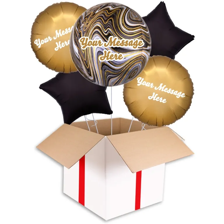 Personalised Black and Gold Marble Orbz Balloon