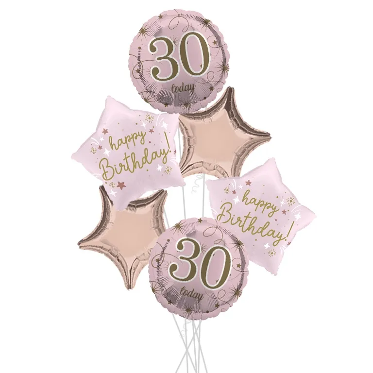 Pink and Gold 30th Birthday Balloon Bouquet