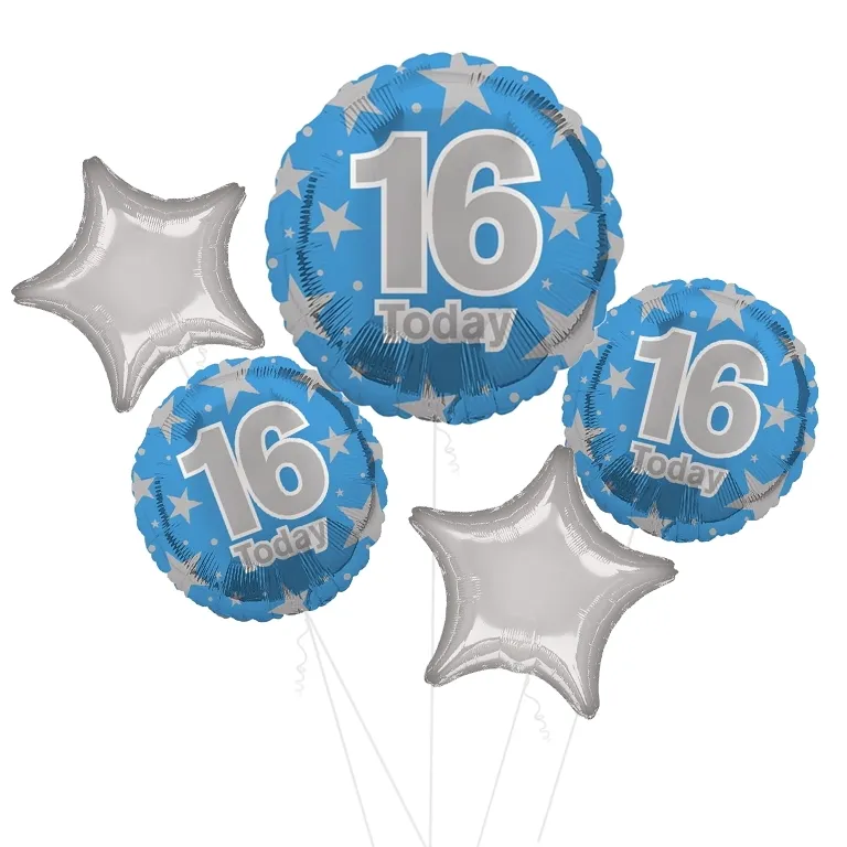 Blue and Silver Stars 16 Today Balloon