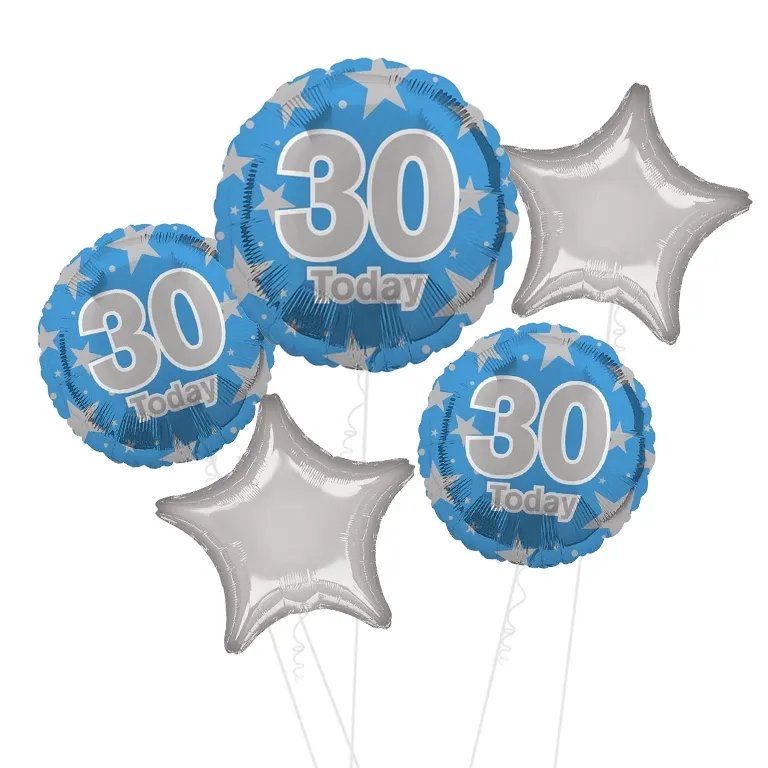 Blue and Silver Stars 30 Today Balloon