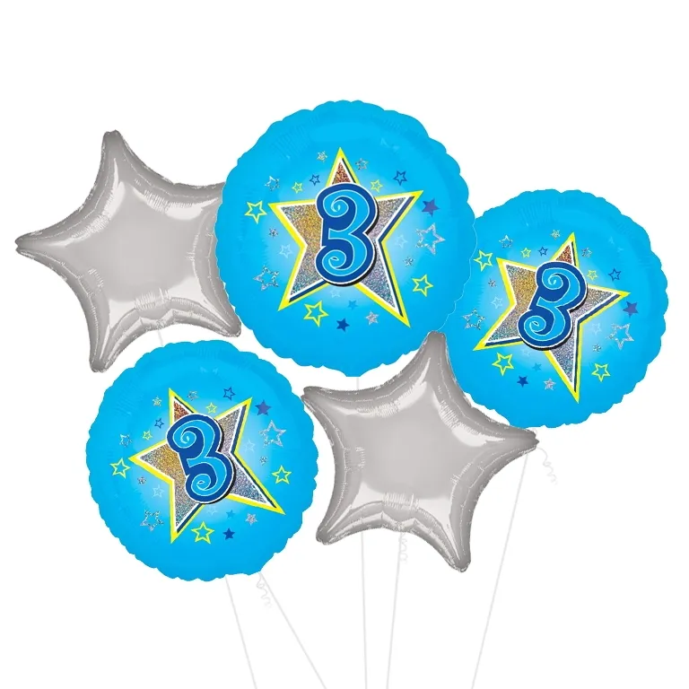 Blue Stars 3rd Birthday Balloon