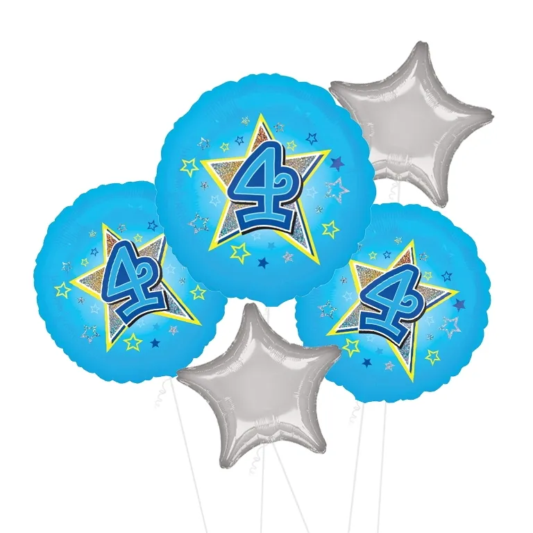 Blue Stars 4th Birthday Balloon