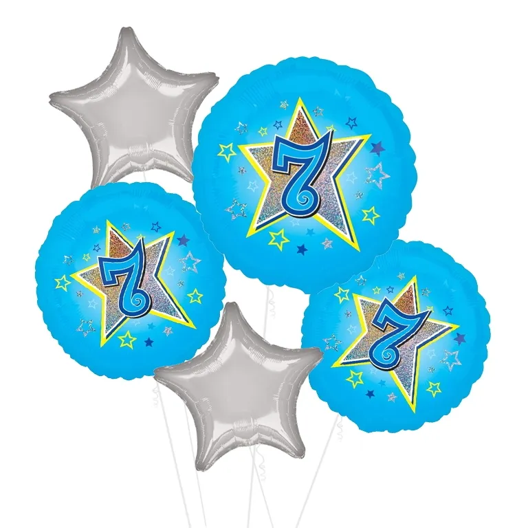 Blue Stars 7th Birthday Balloon