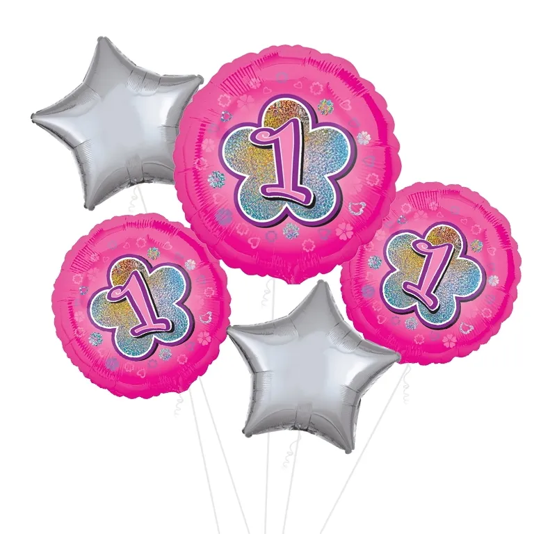 Pink Flowers 1st Birthday Balloon