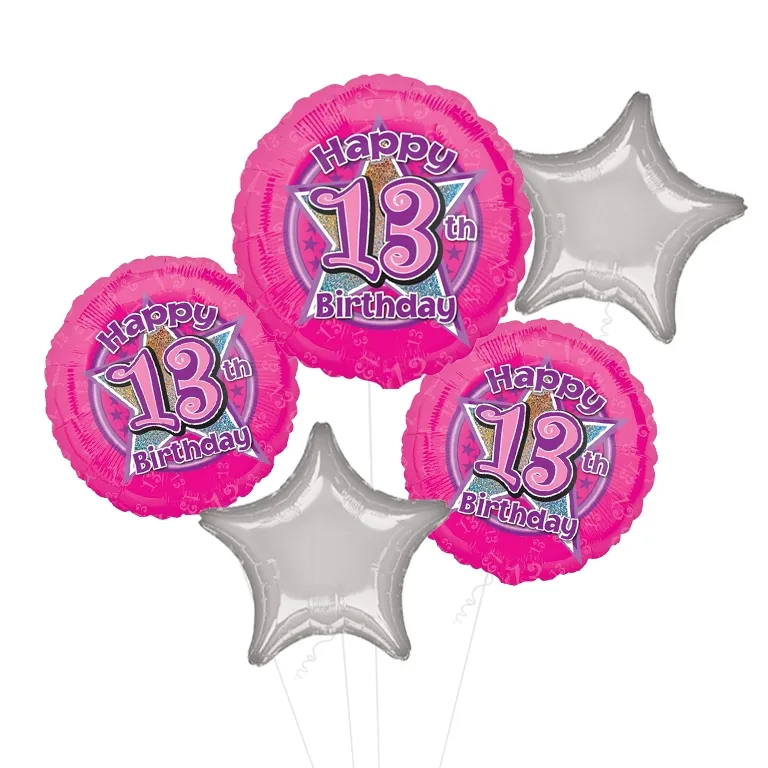 Pink Flowers 13th Balloon