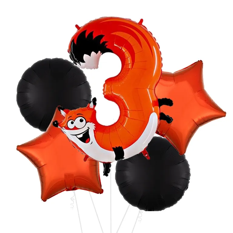 No 3 Three Fox Zooloon Foil Balloon