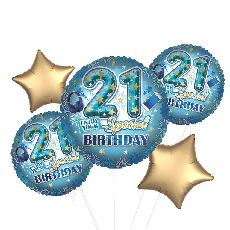 Special Celebration Age 21 Blue Foil Balloon