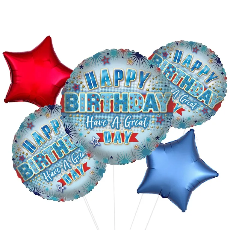 Blue Happy Birthday Round Celebration Balloon