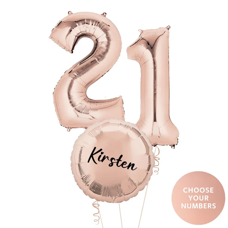 Rose Gold Two Digit Number Balloons 10-99