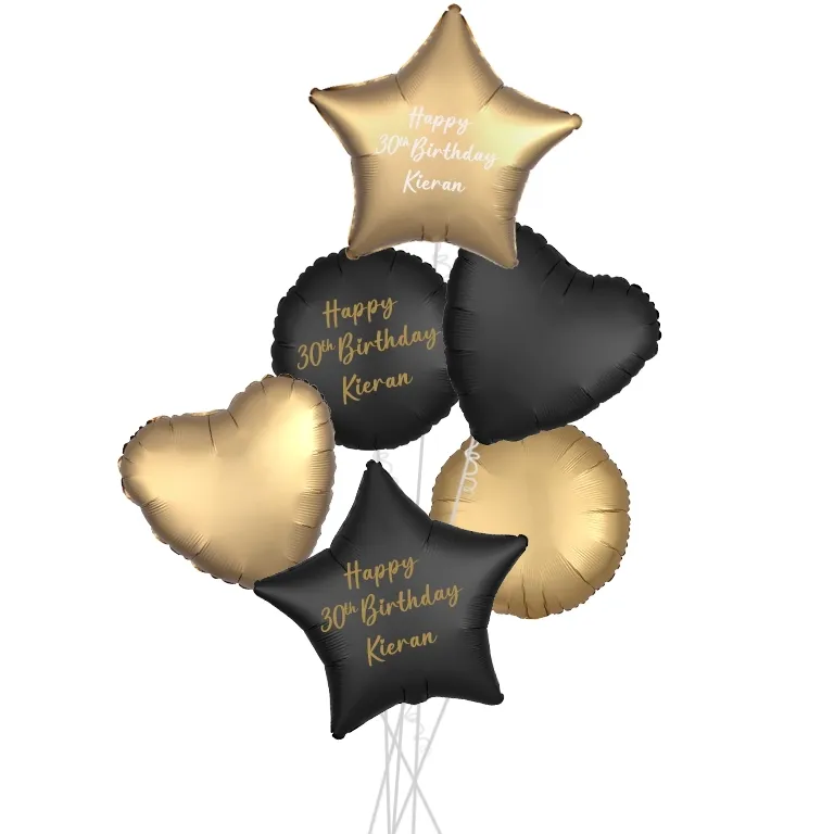 Personalised Black n Gold Satin Party Bouquets