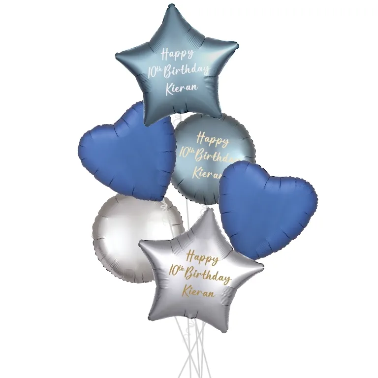 Personalised Beautiful Blues Satin Party Bouquets
