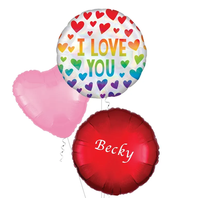 Iridescent Rainbow Hearts Balloon