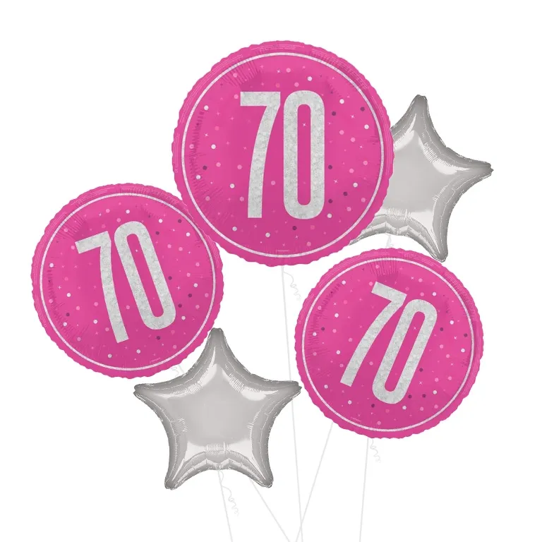 Glitz Pink and Silver 70th Balloon