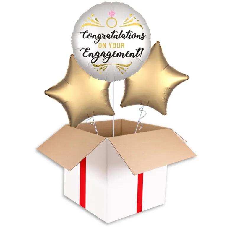 White And Gold Engagement Balloon