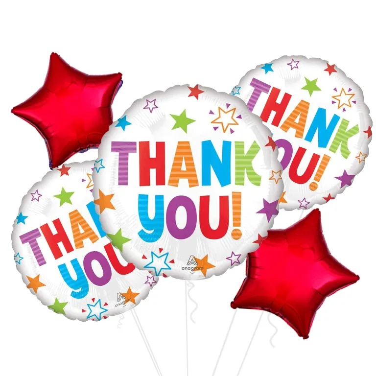 Thank You Colourful Stars Foil Balloon