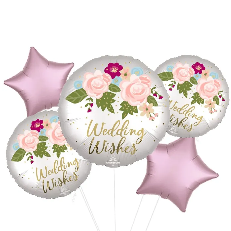 Wedding Wishes Floral Foil Balloon