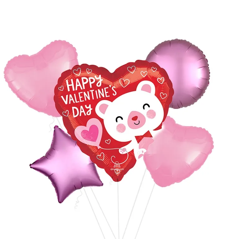 Valentine's White Bear Heart Foil Balloon