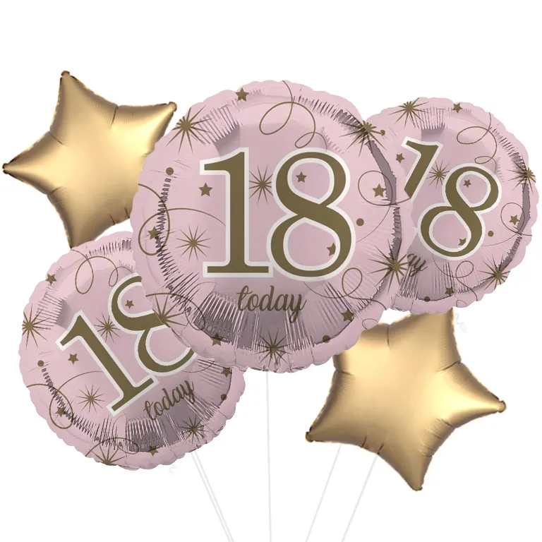 Pink and Gold Stars 18th Birthday Balloon