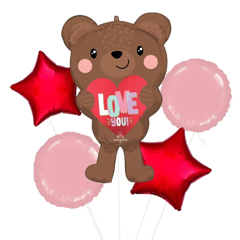 Teddy Bear Love You Satin SuperShape Foil Balloon