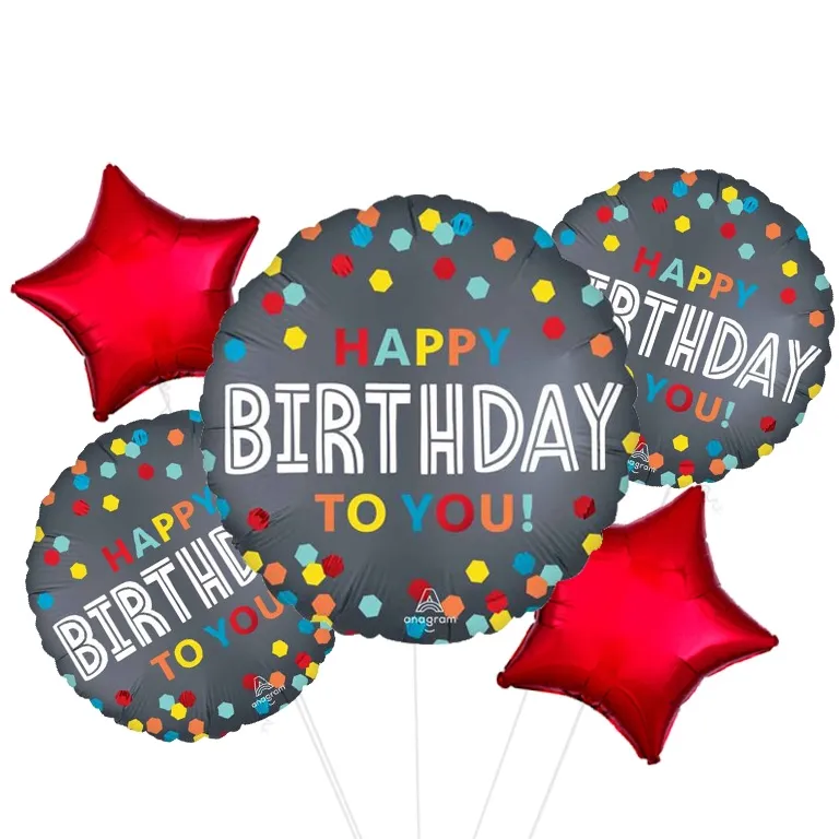 Satin Confetti Burst Birthday Balloon