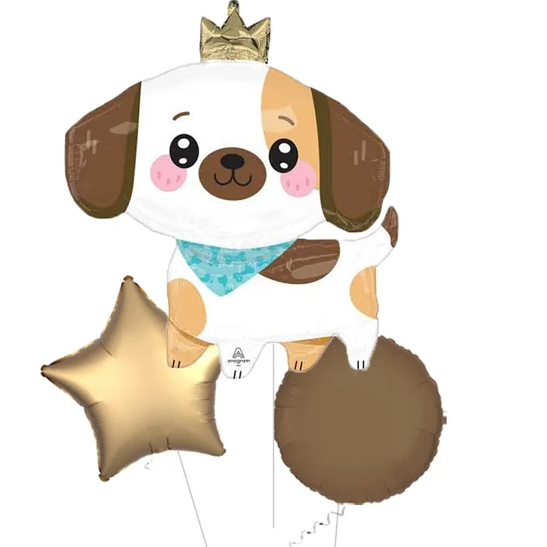 Kawaii Crown Puppy Supershape Foil Balloon