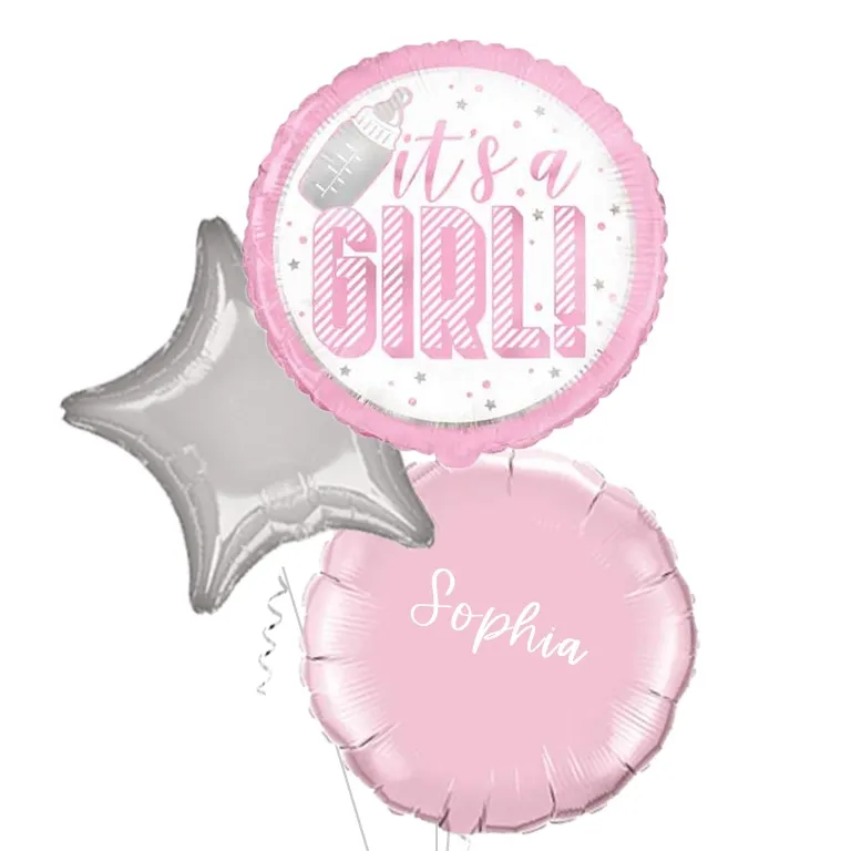 Pink Its A Girl Round Foil Balloon