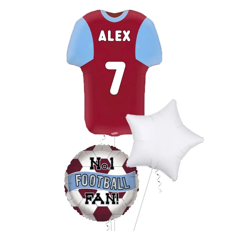 Burgundy and Blue Football Shirt SuperShape Balloon