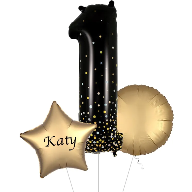 Large Black and Gold Fizz Shape Balloon No 1