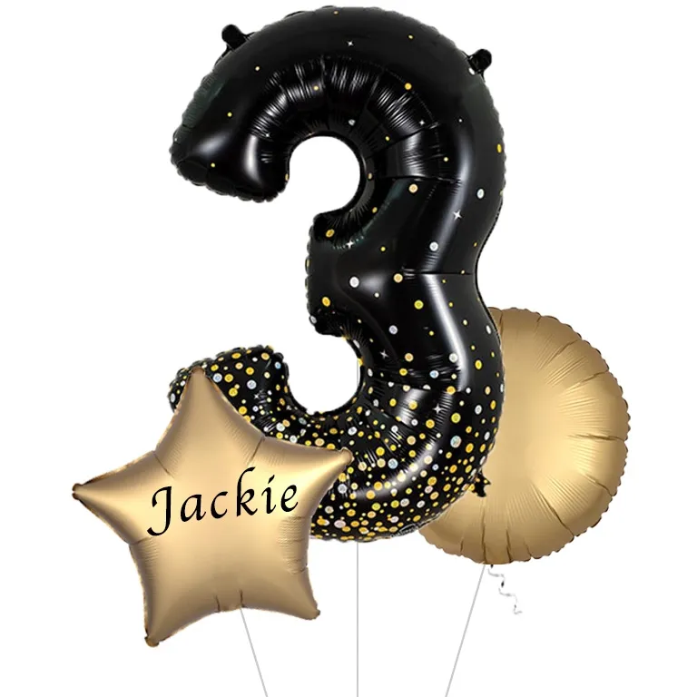 Large Black and Gold Fizz Shape Balloon No 3